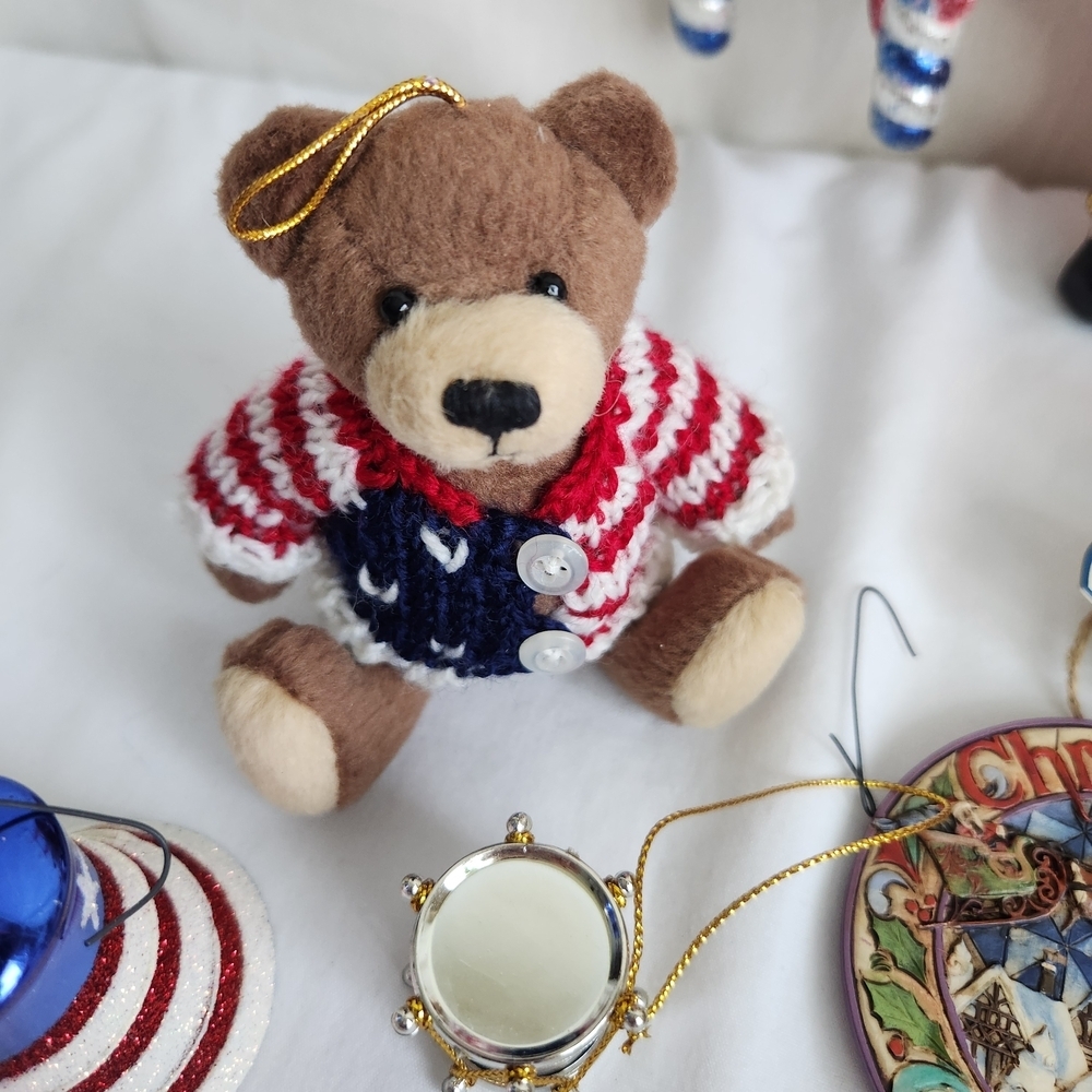 Ornaments Lot Of 17 Red White & Blue Blown Glass Vintage,Jim Shore,Kurt S Adler - Picture 11 of 16